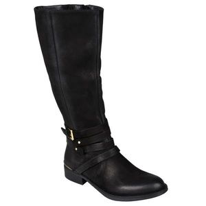 Steve Madden black suede leather Albany moto boot w straps and gold details 6.5